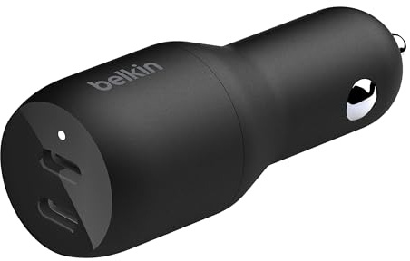 Belkin USB-C PD Car Charger 36W (Dual 18W USB-C Power Delivery Car Charger for iPhone 14 and 13 series, Samsung, Google and more)