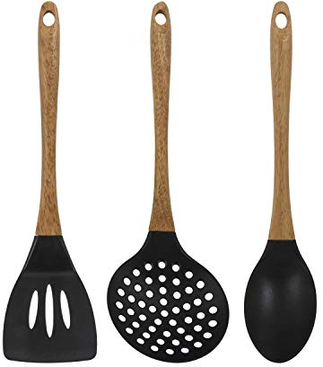 Bergner Q3542 Set 3 Utensilios de Cocina en Silicona colección Foodies, Madera