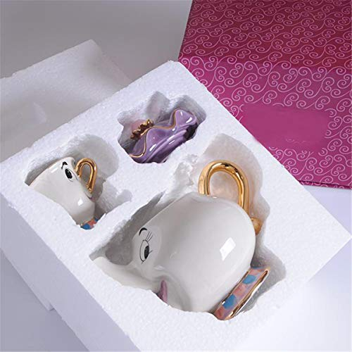 HELLOYOUNG Neue Cartoon Schönheit und das Biest Teekanne Becher Frau Potts Chip Teekanne Tasse EIN Set Schönes Geschenk (1 Cup and 1 Pot)