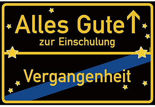 vanva Alles Gute zur Einschulung Ortsschild Geschenk Zur Einschulung Schild 30x20 cm Einschulung Mädchen Einladung Einschulung Schwarz