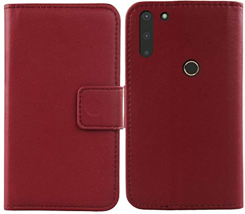 Lankashi Flip Echt Leder Tasche Für Gigaset GS4 / GS4 Senior TPU Silikon Hülle Lederhülle Handyhülle Handy Tasche Book Brieftasche Schutz Abdeckung Premium Cover Case Etui (Dark Rot)