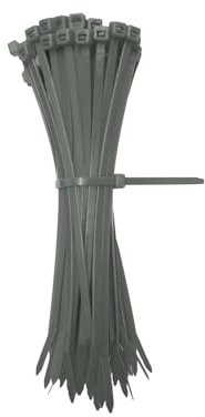 Kabelbinder Grau 100 Stück, 300 mm x 4,8 mm mit 22 kg Zugfestigkeit aus Nylon 66, permanent schließend WeltiesSmartTools