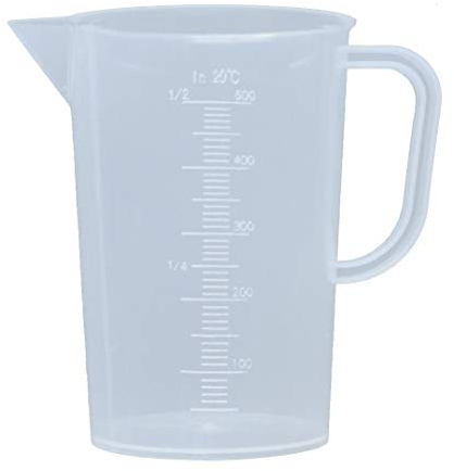 vasos graduados plásticos de 0.5L con las asas, vaso de medición de plástico de 500ml
