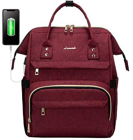 LOVEVOOK Rucksack Damen Klein, Schulrucksack Mädchen Teenager mit 14 Zoll Laptopfach, Wasserdicht Rucksäcke Schultasche Backpack Daypacks für Schule Business Uni mit USB Ladeanschluss