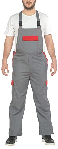 C.B.F. Balducci Group Salopette Da Lavoro Multitasche Uomo Donna (Grigio/Rosso, L)