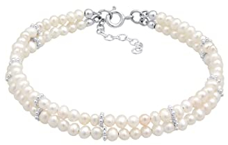 Elli Armband Damen Elegant Schlicht mit Süßwasserzuchtperle aus 925 Sterling Silber