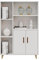 Panana Tall Cupboard Sideboard Storage Cabinet 2 Door Wooden for Living Room Bedroom Kitchen Room (B18)