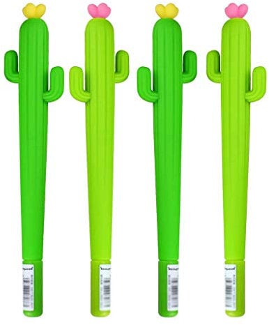Penna a sfera a forma di cactus con penna neutra da 4 pezzi Penne a gel per inchiostro nero da 0,5 mm Carino e popolareDauerhaft Nützlich und praktisch Nettes Design Praktisches Design und langleb
