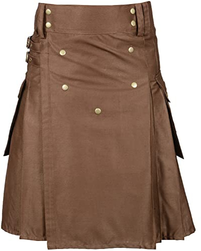Neue Moderne Utility-Kilts für Herren - Kilt (Schokoladenbraun, 42 Inches - 106.68cm)