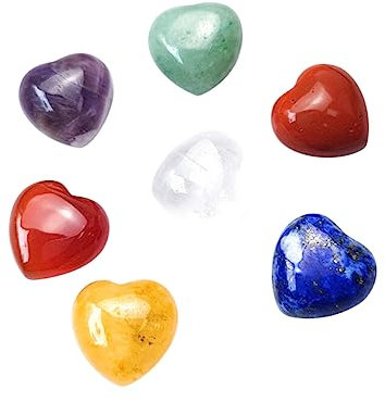 DECHOUS 7stücke Teiliges Herzchakra-kristallset Natürliche Energie-steine Für Meditation Tragbar Aus Amethyst Und Anderen Echten Chakrensteinen Für Entspannung Und Massage