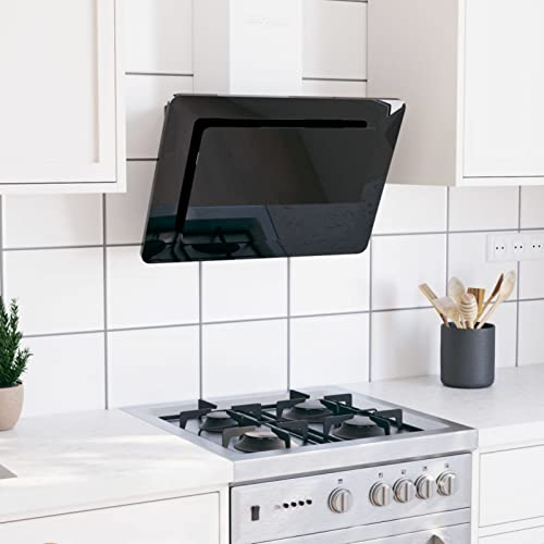 Tidyard Dunstabzugshaube Wandhaube Abzugshaube Kaminabzugshaube ​​​​​​​3 Geschwindigkeitsstufen Edelstahl und Hartglas Schwarz 60 cm