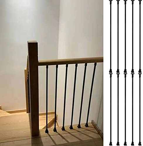 Geländer Außen/ Innen Treppengeländer Balusterspindel Für Treppe, Modernes Zuhause / Terrasse / Dach, Galerie-Geländersäule - Schwarzes Vierkanteisen, 100 110 120 130 140 150 Cm Leitplanken-Innendekor