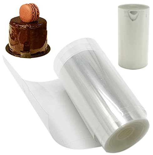 SZCXDKJ Cake Collars, 8/10cmx10m Clear Transparent Acetate Roll, Mousse Cake Sheets, Acetate Cake Strips, Acetate Cake Sheet for Cake Decorating, DIY Baking and Chocolate Mousse (8cm)