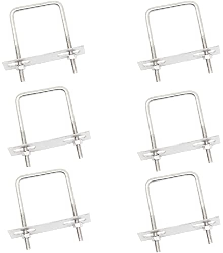 U Bolzen Bügelbolzen Bügelschraube Vierkant U-Schrauben - 6 Stück 304 Edelstahl U-Bügelschraube mit Mutternrahmen und Befestigungselementen, M6, 80 x 50 mm