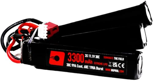 NUPROL Power 11.1v LiPo 3300mAh 3S Deans Battery Nunchuck | Rate 30C @ 99A, Burst 60C @ 198A