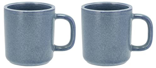 Villa Collection Fjord Kaffeebecher Porzellan - Becher aus Keramik für Kaffee und Tee - Hübsche Beige Kaffeetassen in Dänischem Design - Fassungsvermögen 250 ml - 2 Stück, Blau