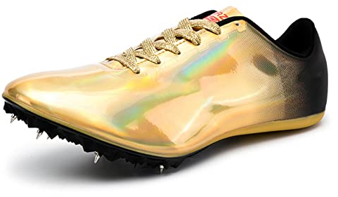 AIRFUL Unisex Track Spike Schuhe 8 Nägel Spikes Leichtathletik Sprint Spikes Schuhe Trainingswettbewerb Spezielle Weitsprung-Leichtathletikschuhe (Color : Gold, Size : 39 EU)