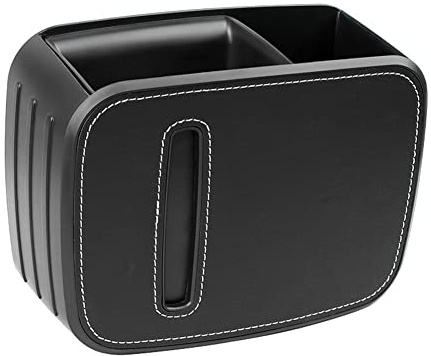 Mehrzweck Auto Mülleimer Organizer,Asudaro 2 in 1 Multifunktion Auto Rücksitz Tissue Box Kunstleder Auto Tissue Box Kopfstützen Tissue Box Speichert Flaschen Babyflaschen Regenschirme Snacks Schwarz