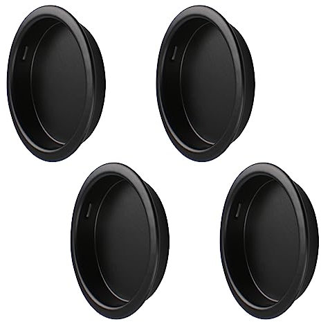 MOROBOR Confezione da 4 tiranti per porte e porte, in acciaio tondo scorrevole, maniglie da incasso per armadio da cucina, maniglia invisibile, nero