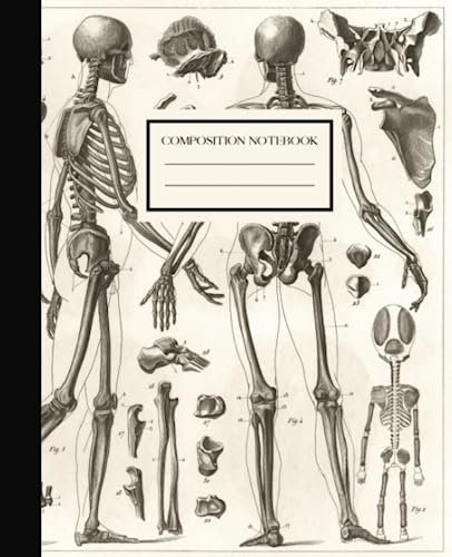 Dark Academia Vintage Skeleton Anatomy Composition Notebook: 100 Narrow-Ruled Pages