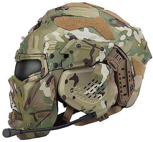 Tactical CS Helmet Airsoft Paintball Men Full Covered Helmets With Flip Mask Anti-fog Fan Shooting Helmet Built In Headset For CS Shooting Paintball War Outdoor Sport Cosplay Game