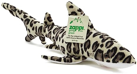 Zappi Co 100% recyceltes Plüschtier, Leopardenhai (34cm Länge) Weiches, kuscheliges, umweltfreundliches Tiersammlung für Neugeborenes Kind Erstes Kind