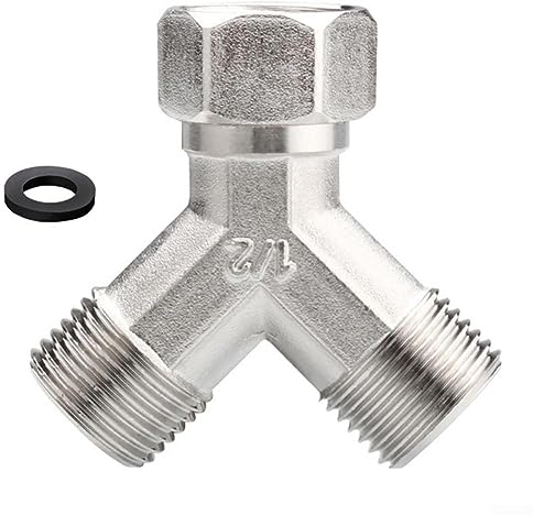 DAZZLEEX Conector de tubería de cobre en forma de Y, Emiif 1 pieza de cobre para lavaplatos y lavadora, divisor doble, conector de 1,27 cm