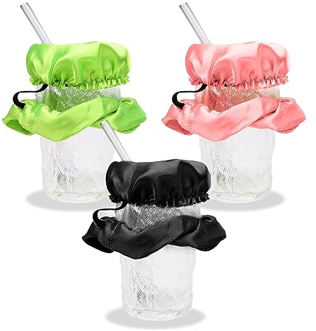 AYNKH 3 Stück Getränke-Schutz-Haargummi, tragbare Anti-Spike-Abdeckungen mit elastischem Haarband für die meisten Tassen, Gläser in Bar-Partys, wiederverwendbar, sichere Ausrüstung für Frauen, schützt