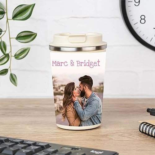 Wanapix | Mug Isotherme Personnalisé 350 ml | Personnalisable Avec Nom | Tasse à Café | Tasse Thermos Double Couche | Acier Inoxydable | Sans BPA | 100% personnalisé Beige