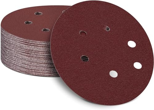 150mm Schleifscheiben für Exzenterschleifer 40 Körnung, 150mm Schleifpapier 6 Loch Klett Schleifblätter für Holz Holzwerkstoffe Spanplatte Metall(50 Stück)
