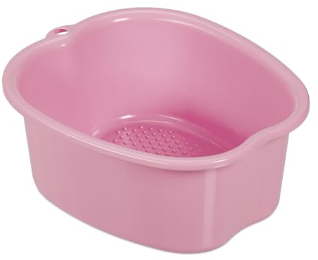 Relaxdays Cuenco Baño de Pies, Barreño Pedicura Plástico, Pediluvio, Bañera Pedicura, Foot SPA, 15 x 33 x 38 cm, Rosa