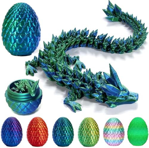 Drachenei mit Drache , MysteriöSes Artikuliertes Kristall Drachen Ei , 3D Drachen Zappelspielzeug , 3D Drache im Ei ,13cm Drachenei , 28cm Dragons für Kinder, Teenager (Lasergrün)