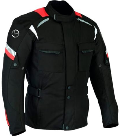 Veste Moto Homme 4 Saisons pour Hiver et Été - Imperméable et Respirant - Avec Protections aux Épaules, Coudes et Dorsale