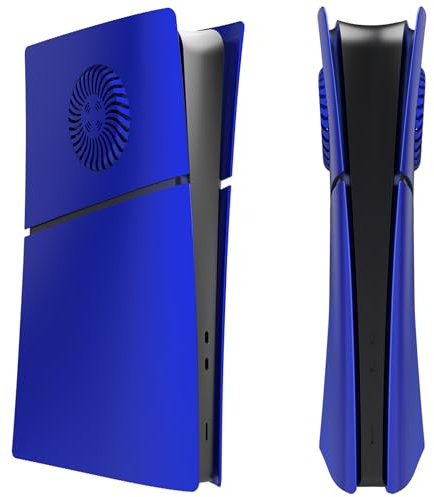 para PS5 Slim Consola Digital Carcasa Versión Ventilada para PS5 Slim Carcasa de Repuesto de Unidad óptica, Placas Frontales con Rejillas de Refrigeración (Versión Digital Azul)