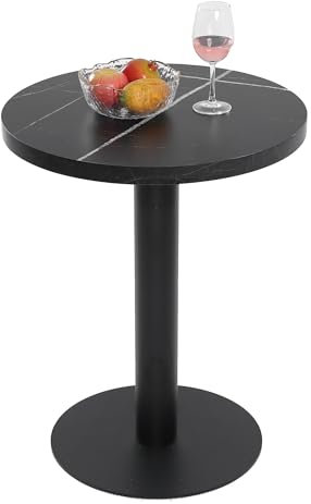 Mingone Table à Manger Marbre Ronde Design Petite Table de Cuisine 2 Personnes Dining Table pour Salle à Manger Salon Balcon, Noir φ60cm Ronde