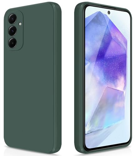 GiiYoon Cover per Samsung Galaxy A55 5G Custodia in Silicone, Custodia Antiurto Case Sottile in Silicone TPU con Strato Interno in Fibra e Protezione della Fotocamera, Verde
