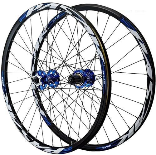 NBTRXWAFR 26/27.5/29-Zoll-MTB-Laufradsatz Scheibenbremse Schnellspanner Mountainbike-Laufräder Alu-Legierung Doppelschicht-Felge Vorder- Und Hinterrad Für 7-12 Gang Kassette 32 Löcher,Blau,29inch