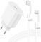 Jogrytece Cargador USB C rápido [Certificado MFi] para iPhone 15/15 Pro/15 Pro Max/15 Plus/14/13/12/11/SE/XS/XR, 20W Toma USB C Adaptador Alimentador con Cable USB C Lightning [1M+2M]