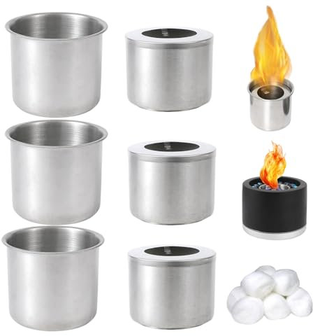9 Pezzi Bruciatore A Bioetanolo in Acciaio Inox,tazza Interna + Tazza Esterna + Cotone in Fibra Di Vetro,Camera Di Combustione A Bioetanolo A Doppia Parete,adatto Per Uso Interno Ed Esterno