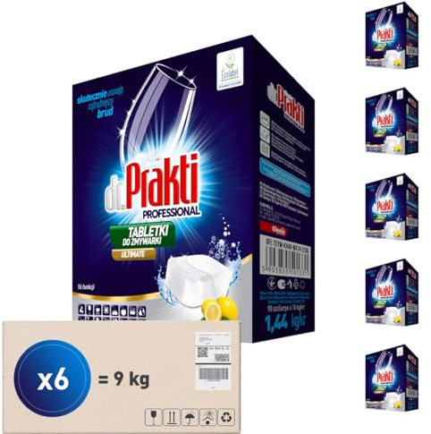 dr.Prakti ULTIMATE Tablettes Lave-Vaisselle Citron (90 Capsules x 6), Capsules pour un nettoyage efficace, protège le lave-vaisselle du calcaire, lot de 6