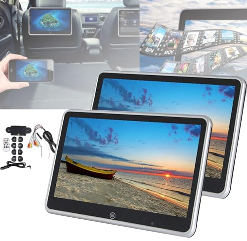 GplHAIN éCran D'Appui-TêTe De Voiture 10,1, Appareil De Divertissement ArrièRe De Voiture Mp5, éCran Tactile Complet/Interconnexion De TéLéPhone Portable, Prise en Charge USB + Prise Casque,2PCS