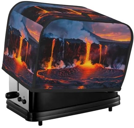 Toasterabdeckung mit Aufdruck „Kilauea Volcano für 2 Scheiben, mit Taschen, Toasterofenabdeckung, Brotbackautomatenabdeckung für kleine Küchengeräte, nur Abdeckung