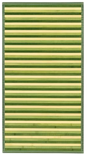 Pierre Tappeti Alfombra de cocina o baño de bambú 100 % natural y sostenible verde efecto degradé. Alfombra fácil de limpiar, antideslizante y resistente, 55 x 240 cm