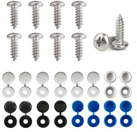 Kennzeichen Schrauben, 8er-Set, Edelstahl Auto Nummernschild Schrauben und Kappen M5 x 16 mm, ideal für die Montage von Kennzeichen