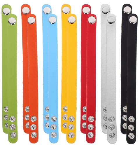 MAGICLULU Verstellbare Lederarmbänder 14 Stück Farbig Blanko zum Gravieren