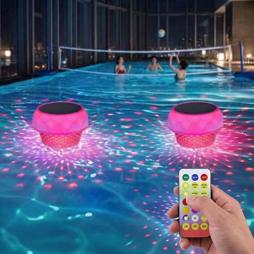 GEYUEYA Home Poolbeleuchtung Solar Kabellos Dynamisches RGB (2er Set)
