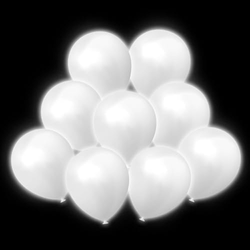 50 pcs Led Luftballons,Leuchtende Luftballons Weiß | LED im Dunkeln Ballons,Ballons für Weihnachten,Karneval,Hochzeit Party,Geburtstag Party