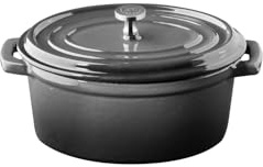 APS 88334 Mini-Topf mit Deckel 5 STARS - Gusseisen emailliert, 0,45 Liter, anthrazit, induktionsgeeignet