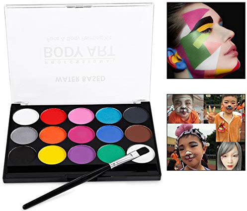 Xrten 15 Colores Pintura Facial y Corporal Pintura de Cara para Niños para Hallowen, Carnaval, Fiestas, Cumpleaños etc.