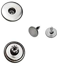 Ista Tools Jeansknöpfe Rostfrei Metallknopf 14mm, 17mm und 20mm, Metall Knöpfe,Fester Sockel (10 STK. mit Nieten, 17mm Silber Nickel-frei)